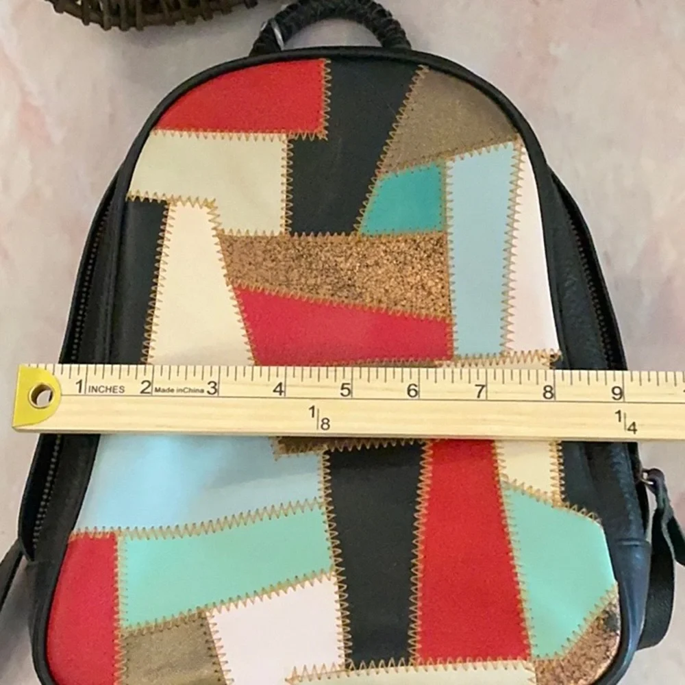 NWOT Cleobella‎ Backpack  LEATHER PATCHWORK STYLE BRAIDED HANDLE SMALL new-$280